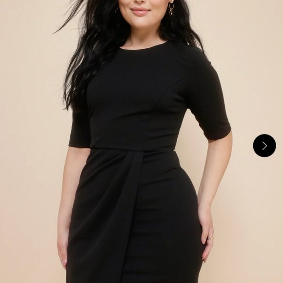 BRAND NEW Lulus  HOLIDAY Westwood Black Half Sleeve Sheath Dress - Picture 4 of 5